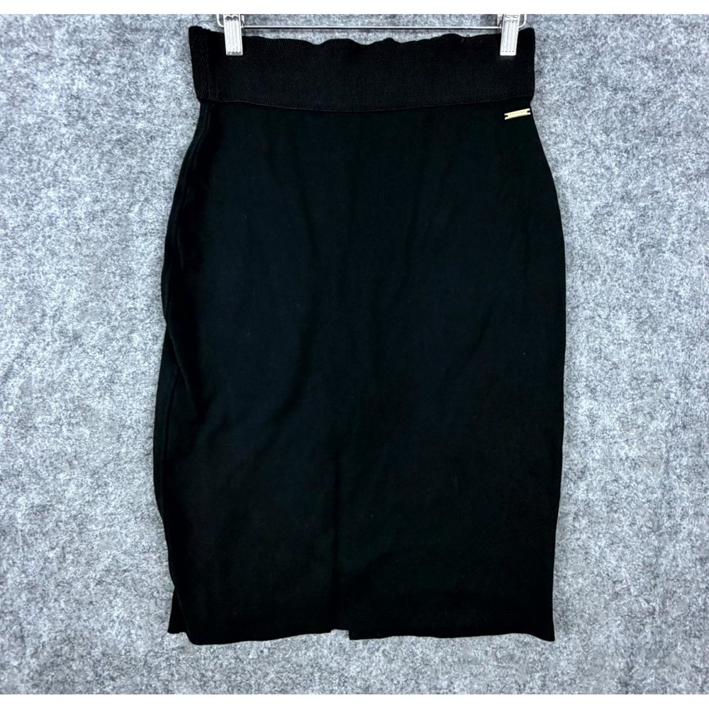 Tahari Pencil Skirt Womens XS Black Stretch Slit Back Formal Business Academic